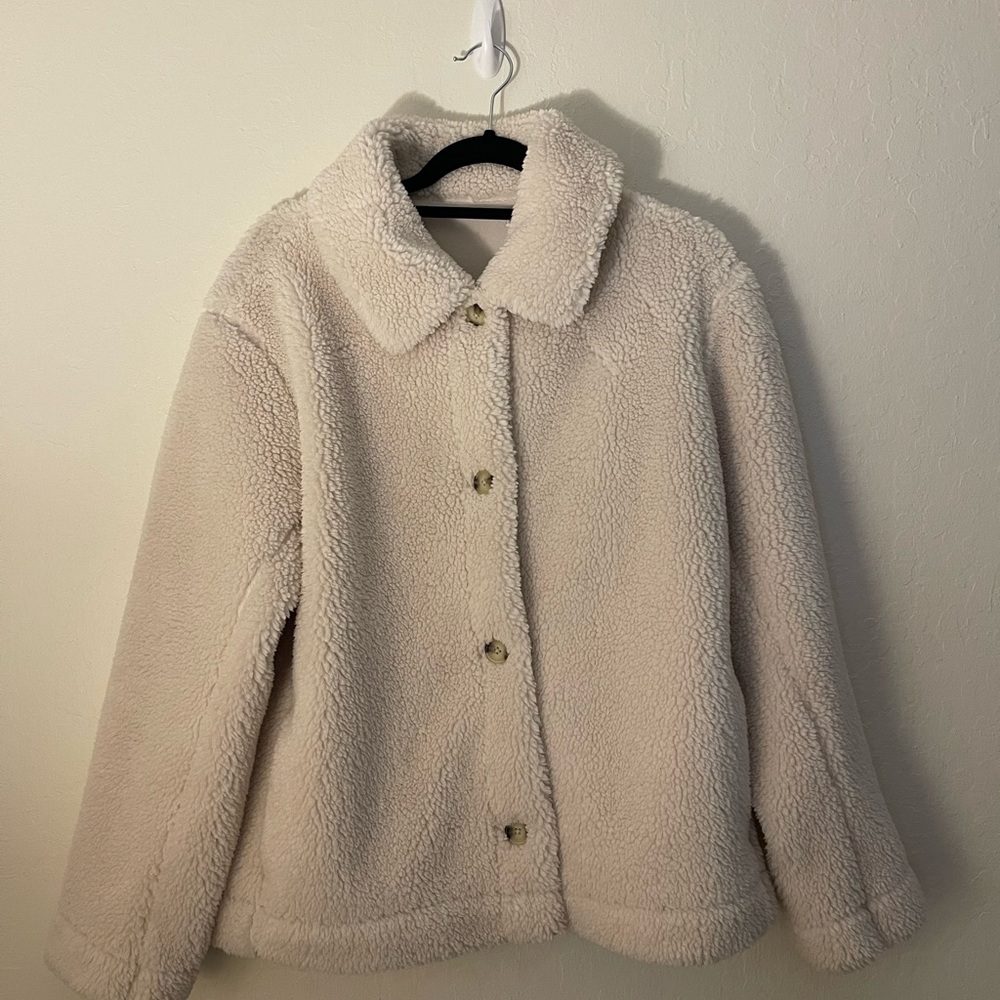 Uniqlo Women's Off-White Teddy Jacket